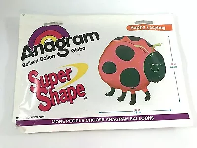 Vintage Anagram Super Shape Large Big Happy Ladybug Balloon Mylar 30X24  • $14.95