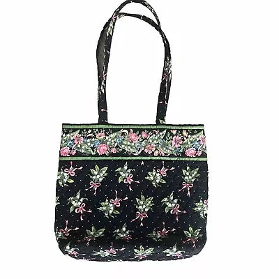 Vera Bradley Classic Button Tote Bag New Hope Black Floral • $25