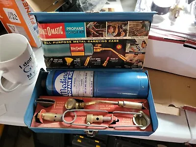 Vintage BernzOmatic Metal Box - Wingaersheek Touch Plus Various Ends And Full... • $45