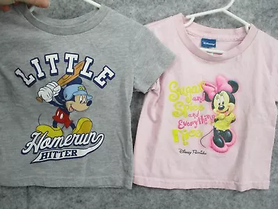 Disney Girls Lot 2T Shirts Minnie Mickey Mouse Little Sugar Spice Pink Grey Bow • $9.30