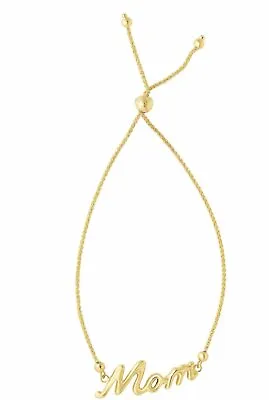 14kt Yellow Gold 9.25  Friendship  MOM  Bolo Bracelet W Adjustable Slide Clasp • $301.40