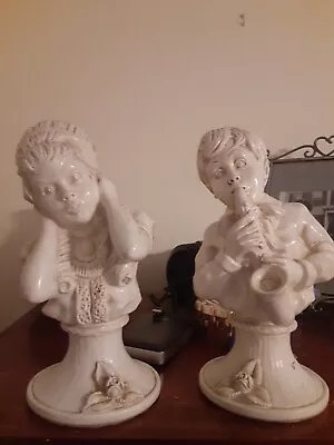 $35 • Buy Vintage Retro 1971 Universal Statuary Pair Boy Girl Bust Statues V Kendrick