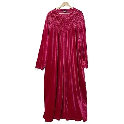 Vermont Country Store Velour Full Zip Maxi Long Night Gown Dress Size 3X Pink • $33.91