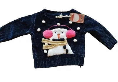 Next Baby Girl Christmas Snowman Super Soft Jumper 3-6 Months  • £3.50