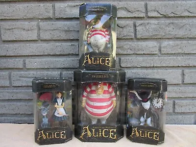 American Mcgee's Set Of 4 Alice Figures-white Rabbitalicetweedle Dee & Dum-nib • $379.99