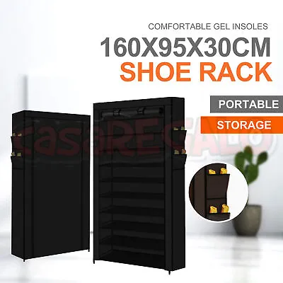 $29.75 • Buy 45 Pairs Shoes Cabinet Storage Shoe Rack With Cover Portable Wardrobe