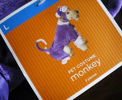 MONKEY Dog COSTUME L 2pc NEW LARGE Pet FURRY PURPLE APE NWT • $18.98