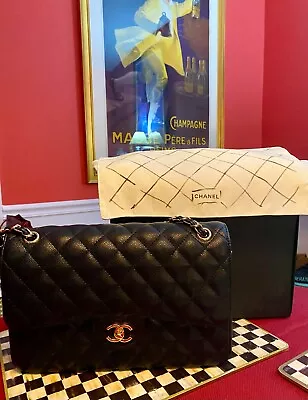 Chanel Black Quilted Caviar Jumbo Classic Double Flap Bag Gold Hardware • $5999