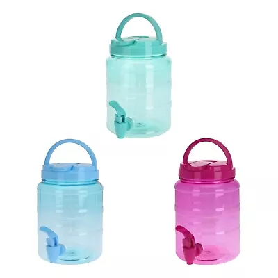 2L Drinks Dispenser With Tap & Lid Beverage Jar Cocktail Juice Party BBQ Plastic • £9.49