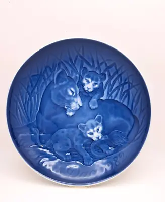 Bing & Grondahl Mother's Day / Mors Dag 1982  6  Plate  Blue White  Lion & Cubs • $9.95