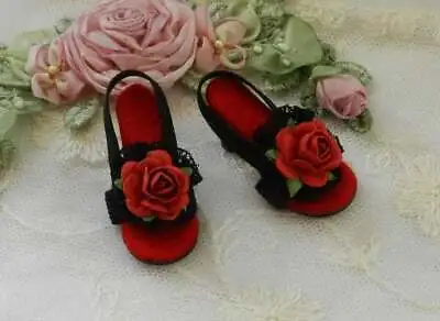 18 In Black S.B. Red Rose H. Heel Doll Shoes For Vintage 18 In Miss Revlon • $24.50