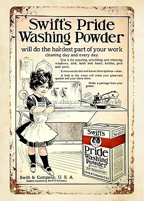 Swift's Pride Soap And Washing Powder Metal Tin Sign Office Wall Art Decor • £18.01