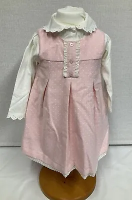 Mayoral Chic Pale Soft Pink & Cream Lined Dress  Girls Dress - Sz 18 Months • £12