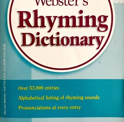 Rhyming Dictionary Merriam Webster 1995 PB Vintage Rederence Book BKBX8 • $7.49