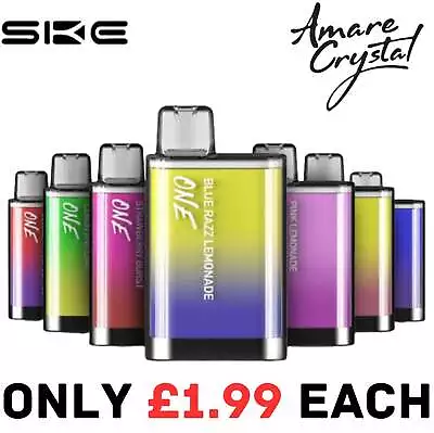 Amare SKE Crystal One Disposable Vape Pen 600Puff Ecig Bar Pod Kit 20mg Nic Salt • £1.99