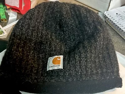 Carhartt Unisex Beanie Black Chunky Knit  Fleece Lined   One Size Fits Most • $11.95