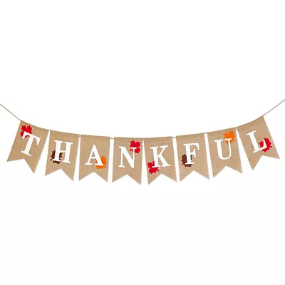 Wrapables Thanksgiving Burlap Thankful Banner With Maple Leaves… • $12.99