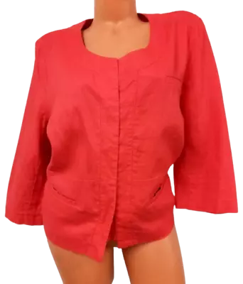 Merona Red Hook Closure Linen Blend Pockets 3/4 Sleeve Light Weigh Jacket XXL • $29.08