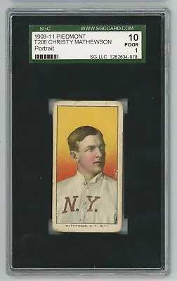 1909-11 Piedmont Cigarettes T206 Christy Mathewson SGC 10 Poor 1 • $1849.99