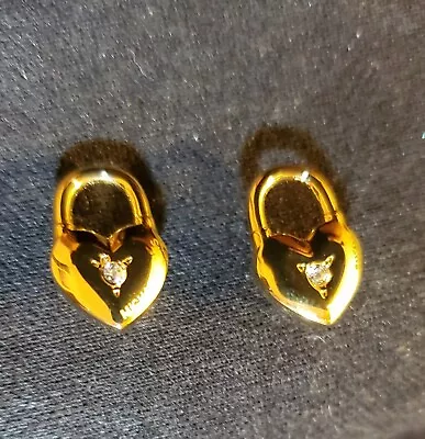  MICHAEL KORS Gold Tone Heart Padlock Crystal Stud Earrings-NEW • $19.99