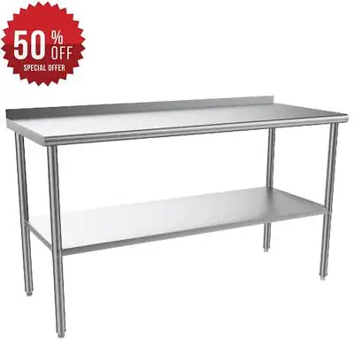 60'' X 24'' Heavy Duty Stainless Steel Table For Prep & Work With Backsplash New • $149.99