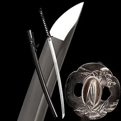 USA 9260 Spring Steel Katana Japanese Samurai Sword Full Tang Sharp Black Saya • $96.88