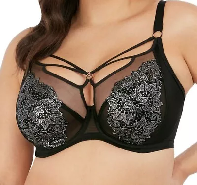 Elomi 4470 Eugenie Underwire Plunge Bra US40K - UK40H Black • $32