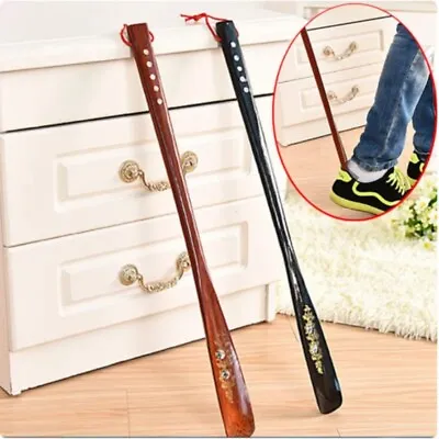 55cm Extra-Long Handled Shoe Horn Hard Wooden Shoe Horn Shoe Spoon Home Tools US • $8.59