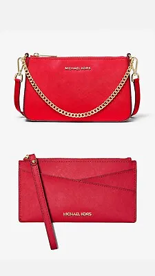 Michael Kors 2 Pieces Set 1 Jet Set Medium Saffiano Leather Crossbody Bag And • $120