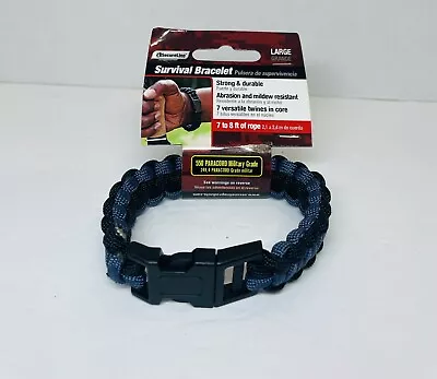 PARACORD Survival Bracelet  Military Grade Nylon  7’ Rope  Black/Blue Large NEW • $7.39
