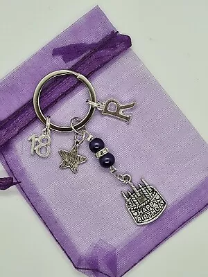 Personalised 18th Birthday Keyring 18th Birthday Gifts Bag Charm Friends Gift • £4.63