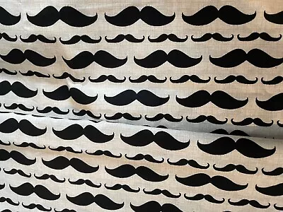 MUSTACHE PRINT/BEIGE BACKGROUNG 100% COTTON  36 Lx44 W • $5.75