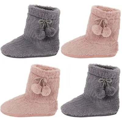 £13.95 • Buy Ladies Womens Warm Bootie Pom Pom Bootee Winter Ankle Boots Slippers Size 3-8