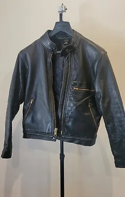 Champlain Leather Cafe Racer Bomber Motorcycle Jacket Men 38 Small Vintag USA   • $159