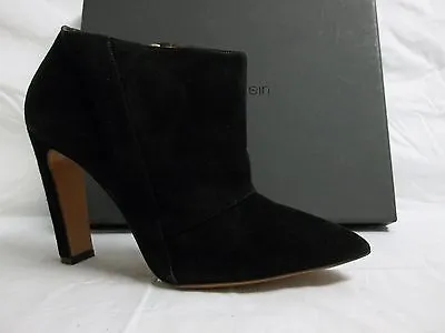 Calvin Klein Collection EU 38.5 US 8.5 Nara Suede Black Booties New Womens Shoes • $392