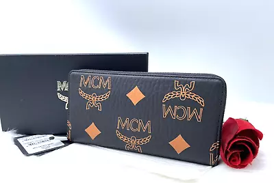 Auth NWT $450 MCM Aren Maxi Monogram Visetos Zip Around LG Coated Canvas Wallet • $349.99