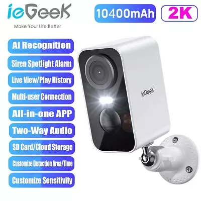 IeGeek Wireless Outdoor Security Camera Home WiFi Battery CCTV With Color Night • £35.99