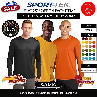 Sport-Tek Mens Dri-Fit Long Sleeve Moisture Wicking Competitor T-Shirt - ST350LS • $13.15