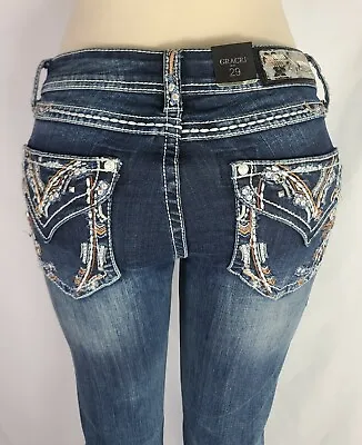 Grace In LA Boot Stretch Easy Fit Buckle Women's Denim Jeans Many Sizes • $49.80