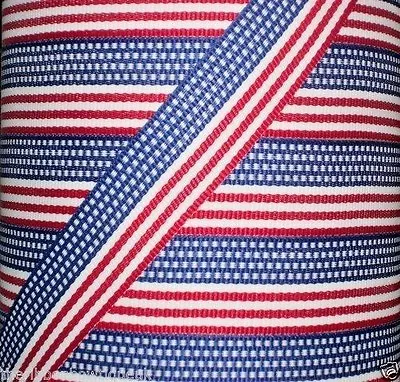 £1.20 • Buy 1 Metre 10mm (3/8 )  Wide AMERICAN FLAG STRIPE DOUBLE SIDED WOVEN RIBBON