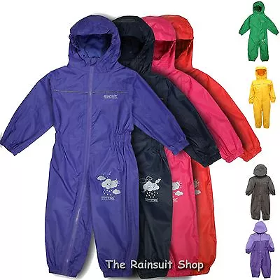 Regatta Puddle  Suit Kids Breathable Waterproof All In One Rainsuit Child Suit • £13.75