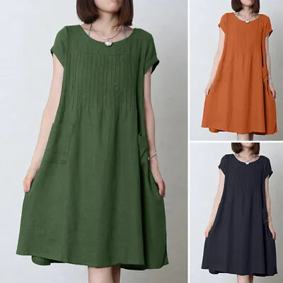 Women Summer Short Sleeve A-Line Sundress Holiday Party Casual Loose Mini Dress • $25.64