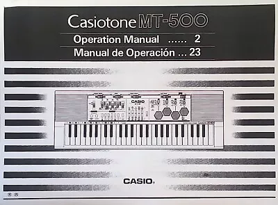 Owner's Manual Booklet For The Casio MT-500 Electronic Keyboard Reproduction. • $27.33