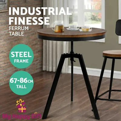 Artiss Bar Table Vintage Dining Retro Industrial Metal Wooden Café Coffee • $106.01