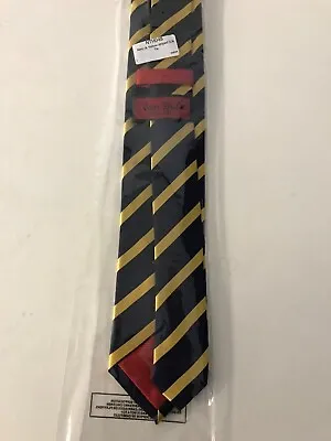 Van Buck Men's Red Label Tie - Navy/yellow Striped [100% Silk] • £18