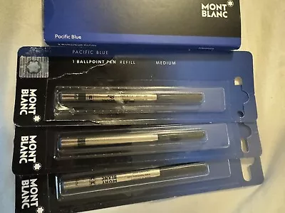 Mont Blanc Rollerball Refills--Pacific Blue Medium-----5 Cartridges • $15.99