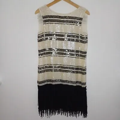 Zara Dress BNWT Small RRP 89 Sequin Black White Party Gatsby Flapper 8 Cocktail  • £37.49