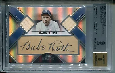 Babe Ruth 2022 Topps Sterling Cut Signature #1/1 Autograph AUTO BGS 9 Game BAT • $84999.99