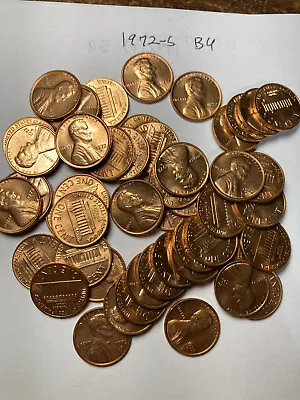 1972-s  Bu   Lincoln Memorial Cent Penny Roll  50 Coins • $10