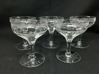 Vintage Champagne Glasses Floral Cut • $60